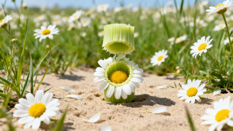Did you know the tiny wild chamomile bloom hides a hidden intricate floral structure that you have most likely never observed carefully in your daily life?