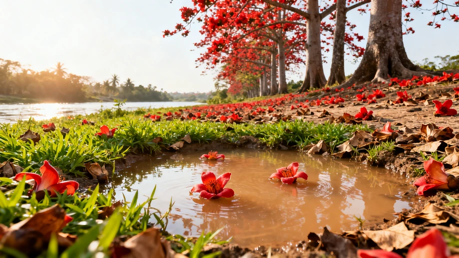 Did you know the bright red kapok blossoms that fall from tall spring street trees work as natural zero-cost water purifiers?